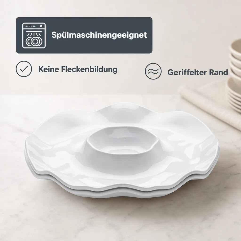 Ruffle Round Chip & Dip Platte 4er Set, 40,6 cm