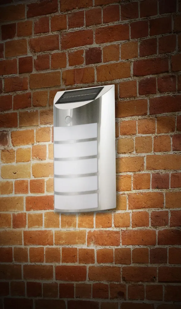 LED Solar Wandlicht aus Edelstahl mit Bewegungsmelder