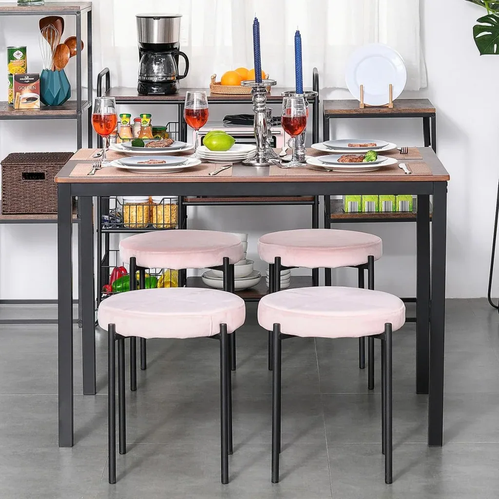 Hocker 4-teiliges Set mit Samtüberzug Grau