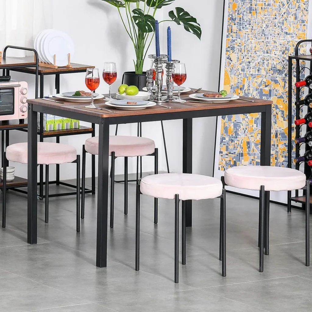 Hocker 4-teiliges Set mit Samtüberzug Grau