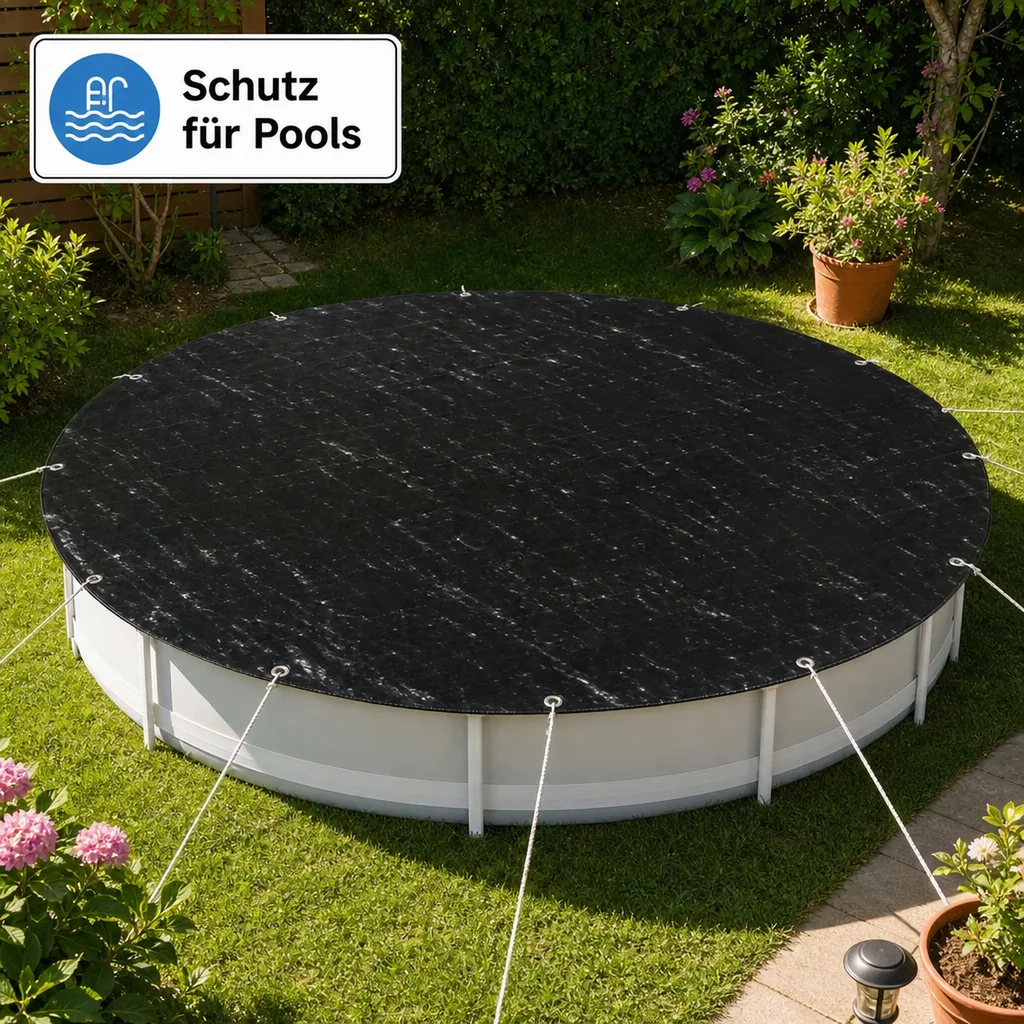 Abdeckplane, runde Abdeckplane 210g/m², 5 Meter (19,64m²), wasserdicht, reißfest, UV-stabil
