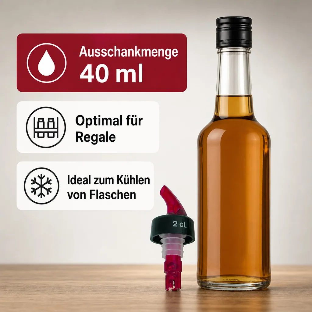 Portionierer, Flaschenausgießer, Spirituosen Dosierer, rot - schwarz, Ausschankmenge: 40 ml