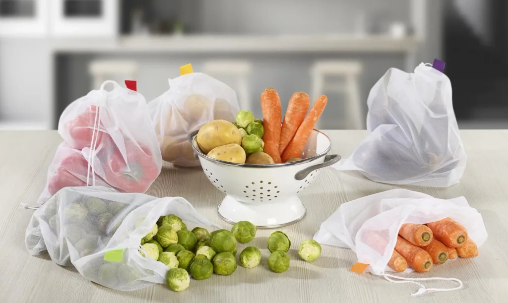 Obst- und Gemüse-Netze, mit Aufbewahrungsbeutel, 6-teilig