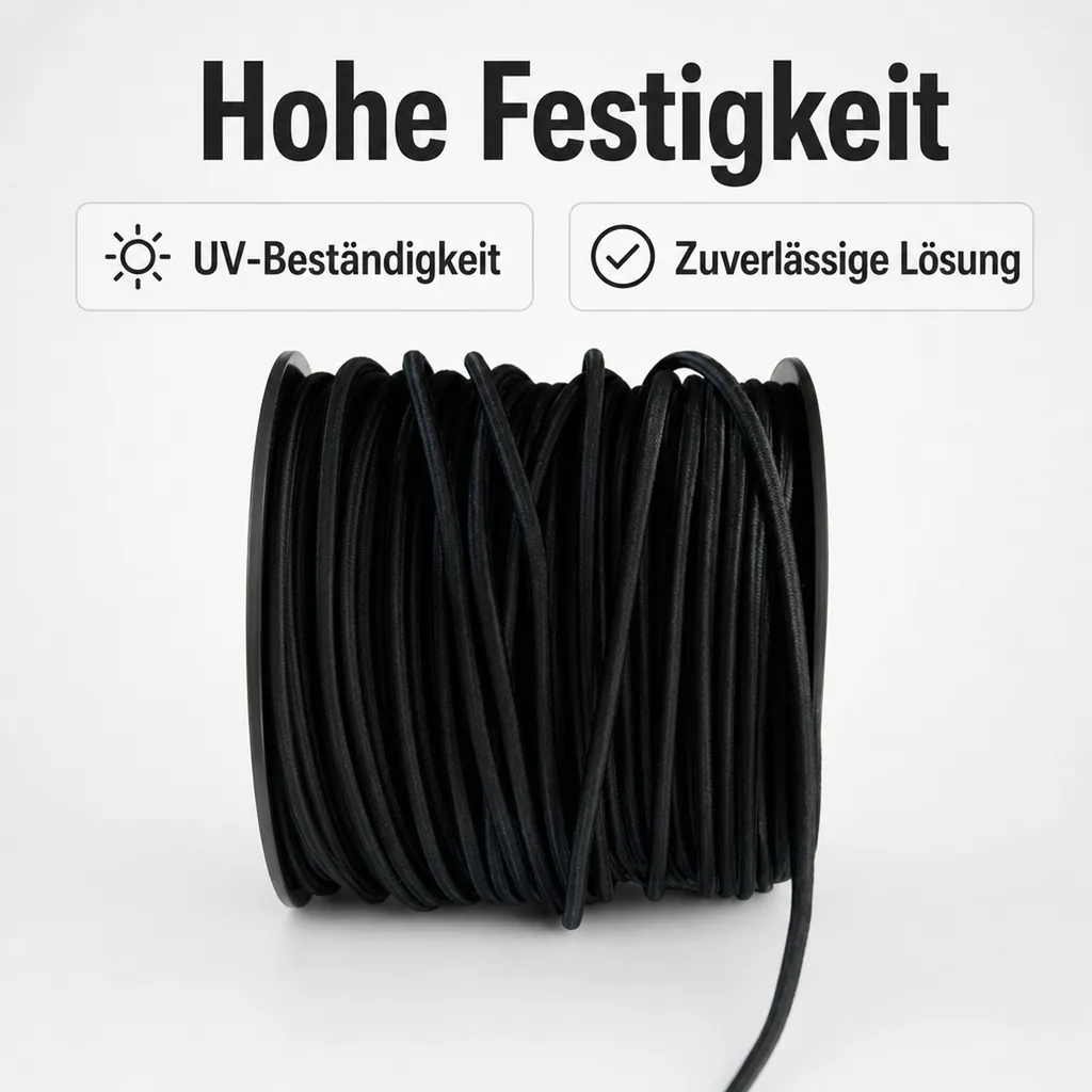 Expanderseil 6 mm, schwarz, 10 Meter, -Shop, Gummiseil