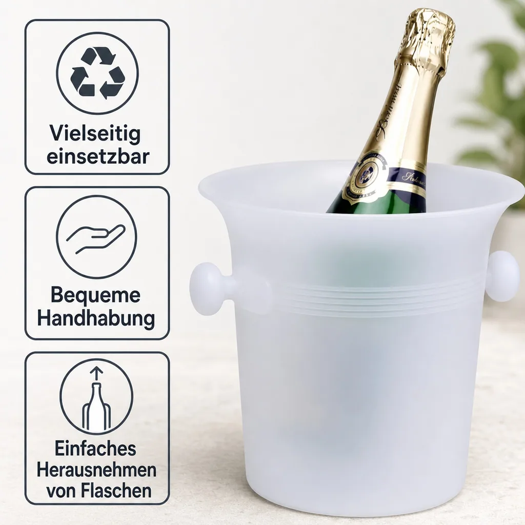 Flaschenkühler, Getränkekühler, Weinkühler, Sektkühler aus Kunststoff - Eisfarben | Ø 20,5 cm, Farbe: eisfarben