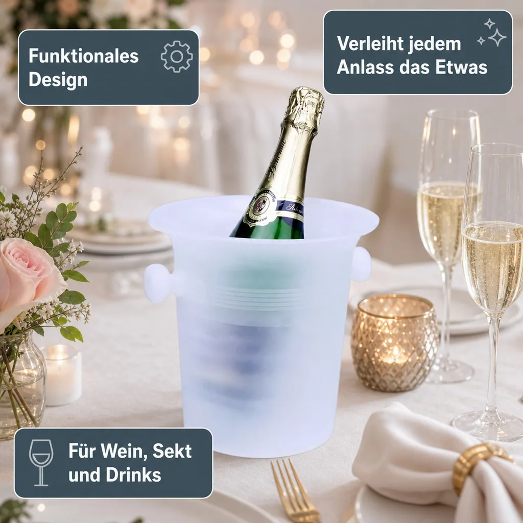 Flaschenkühler, Getränkekühler, Weinkühler, Sektkühler aus Kunststoff - Eisfarben | Ø 20,5 cm, Farbe: eisfarben
