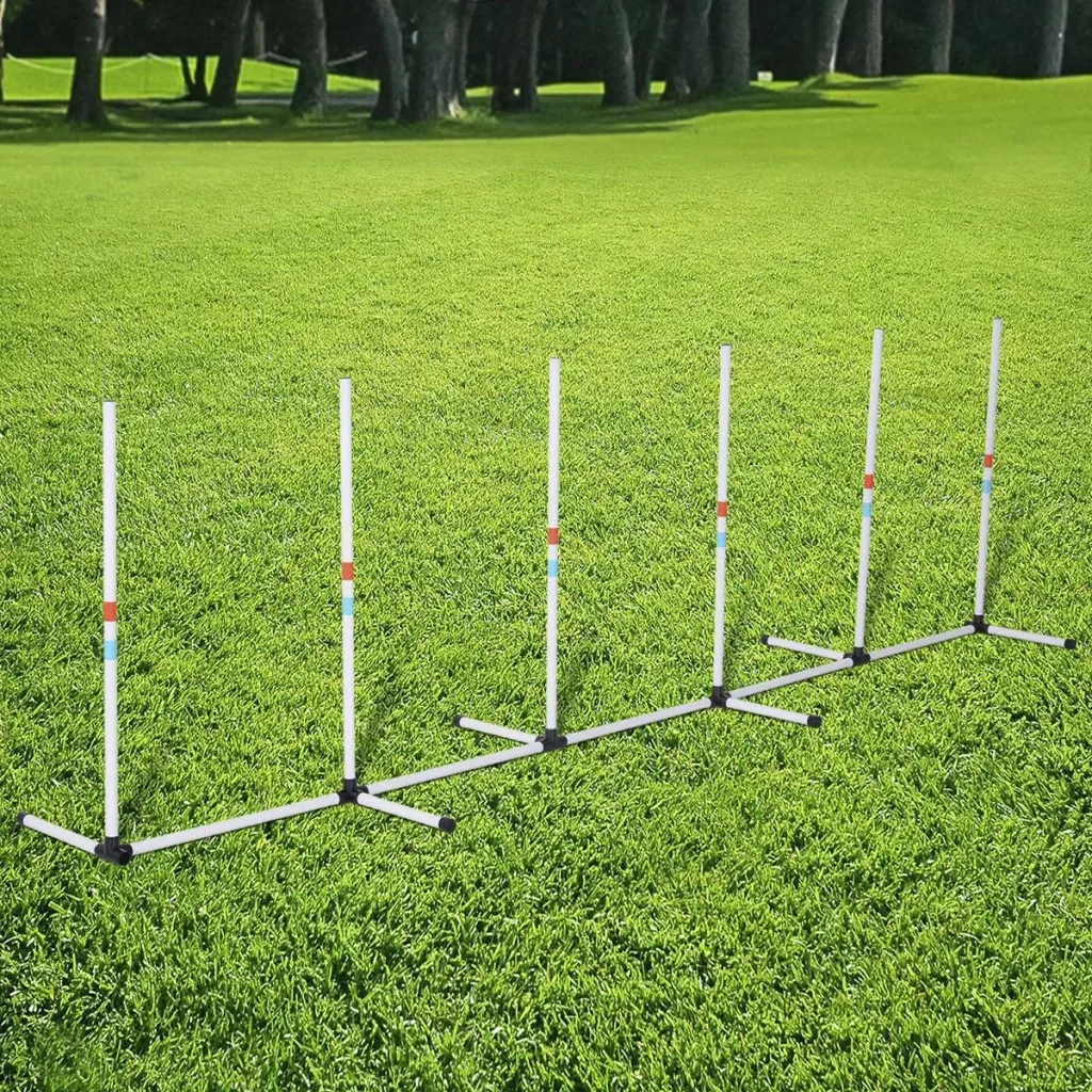 Hunde Slalomstangen Agility Training für Haustiere Hundetrainigsset Inklusive Tasche Leicht zu tragen Polyester Kunststo
