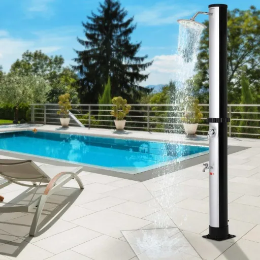 Gartendusche auf Solarenergie - bis zu 60° Erwärmung - 35L- Einfach und UV-beständig