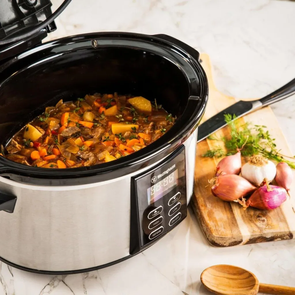 Slow Cooker - mit abnehmbarer Keramikpfanne - 6 Liter - Edelstahl