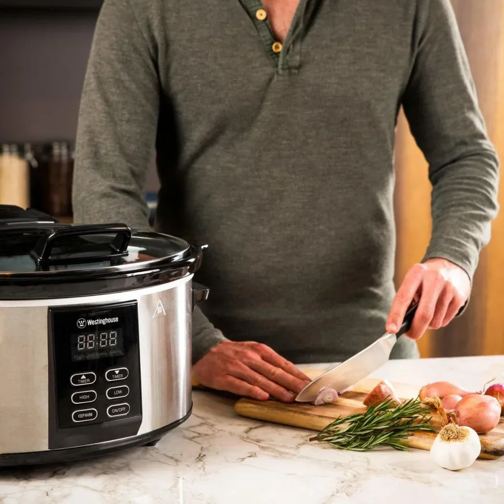 Slow Cooker - mit abnehmbarer Keramikpfanne - 6 Liter - Edelstahl