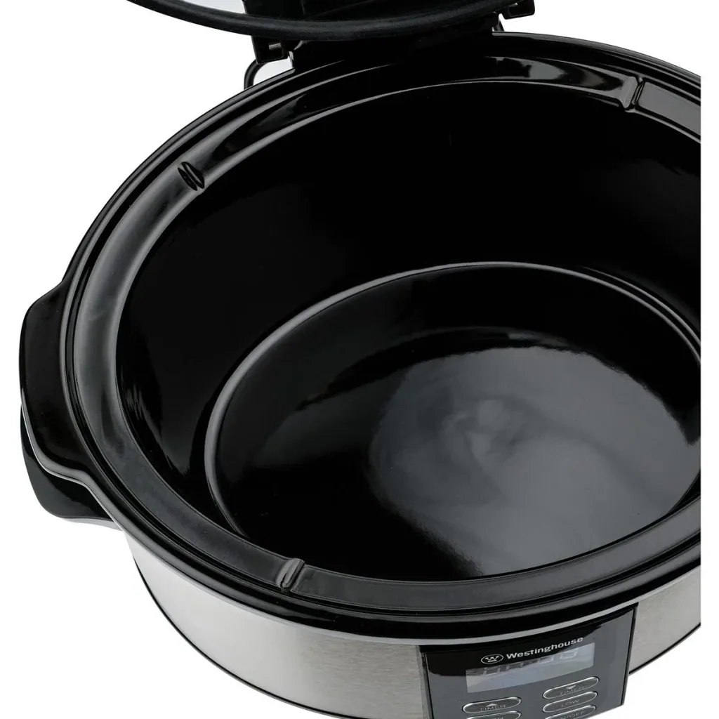 Slow Cooker - mit abnehmbarer Keramikpfanne - 6 Liter - Edelstahl