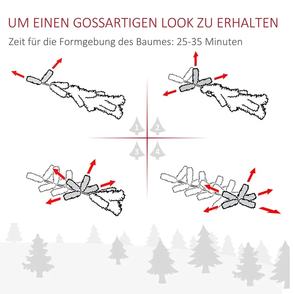 Weihnachtsbaum künstlich 180 cm Christbaum mit 1000 Astspitzen inkl. Christbaum-Ständer Metall Silber+Weiß Ø103 x 180 cm
