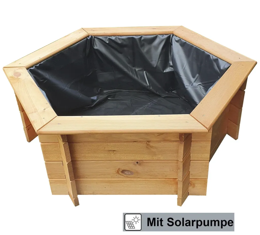 Sechseck-Hochteich 100 cm Solar
