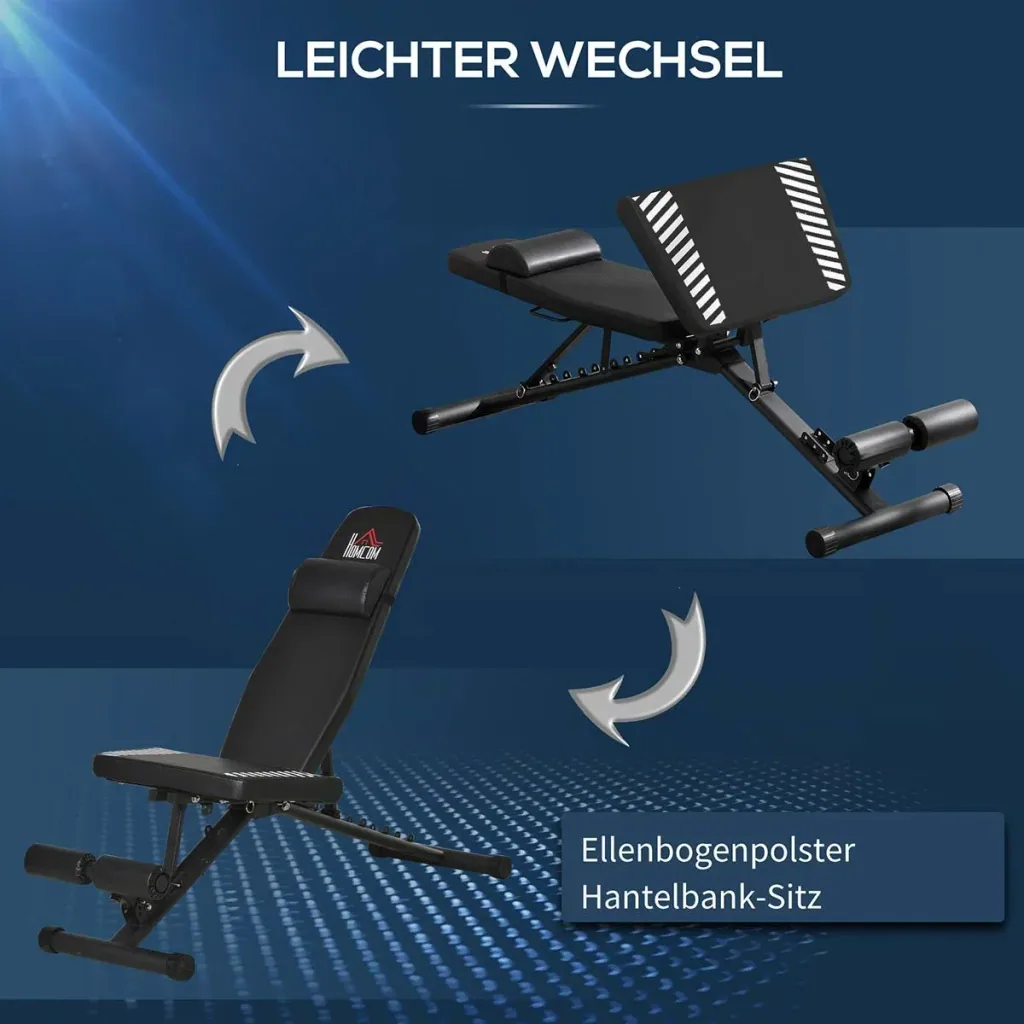 Hantelbank klappbar Multifunktion Trainingsbank verstellbare Sit Up-Bank für Heimtraining 6 Stufen Beinhalterung für Bau