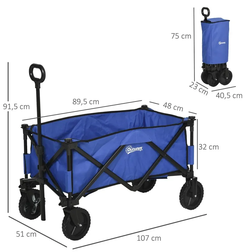 Bollerwagen, Faltbarer Handwagen, 360° Gartenwagen, Transportwagen, Strandwagen, Stahlrahmen, Oxford, 107 x 51 x 91,5 cm