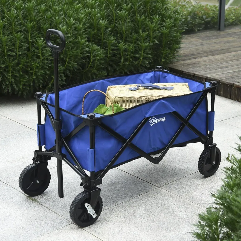 Bollerwagen, Faltbarer Handwagen, 360° Gartenwagen, Transportwagen, Strandwagen, Stahlrahmen, Oxford, 107 x 51 x 91,5 cm
