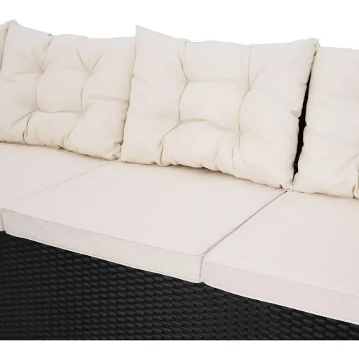 Polyrattan Lounge Set schwarz WPC Tischplatte