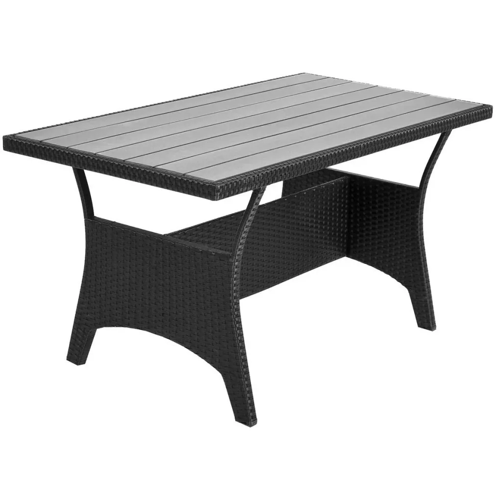 Polyrattan Lounge Set schwarz WPC Tischplatte