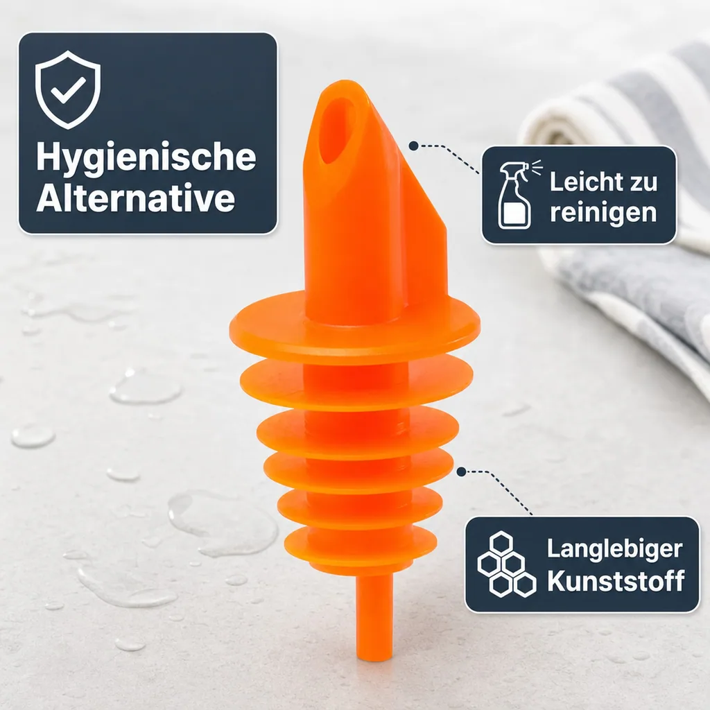 Ausgießer, Flaschenausgießer, Schnaps Dosierer für Flaschen Billy Neon Orange - für fast alle Flaschengrößen von 0,5 - 1,5 Liter Flaschen, 1 Stück