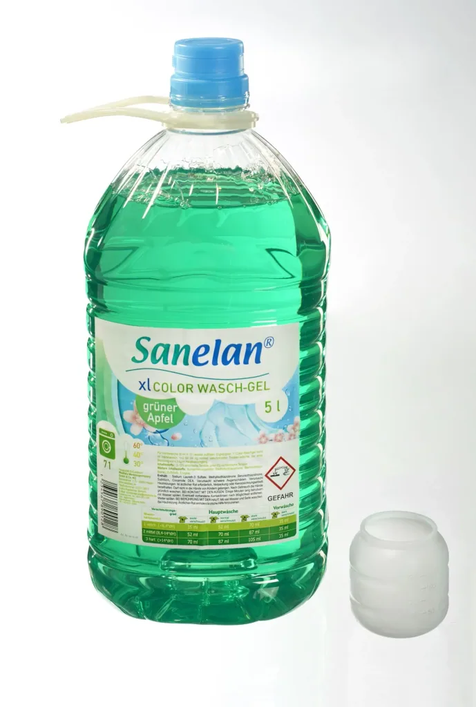 Waschgel grüner Apfel, 5 l inklusive Dosierbecher und Auslaufhahn