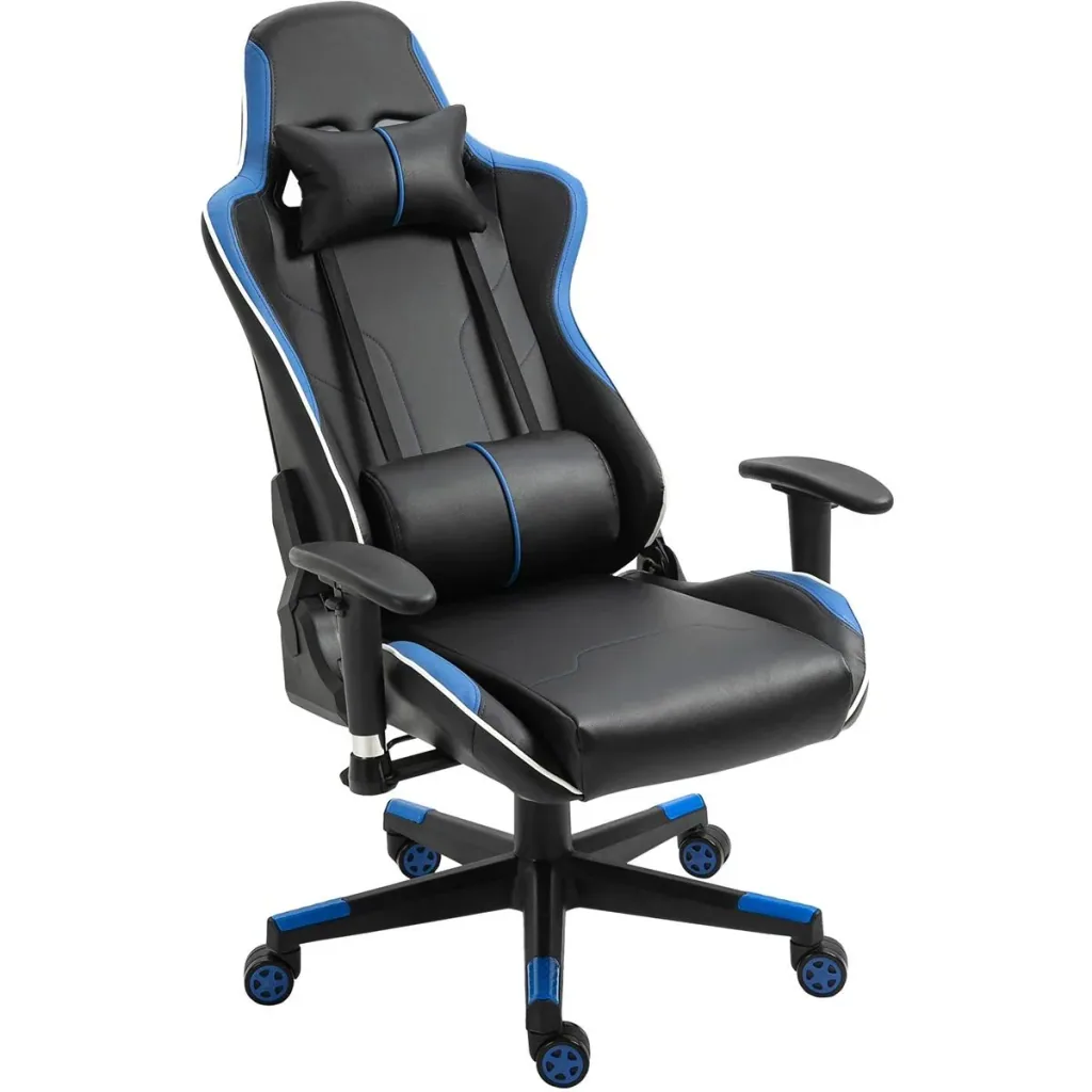 Gamingstuhl ergonomisch geformt Blau, Schwarz