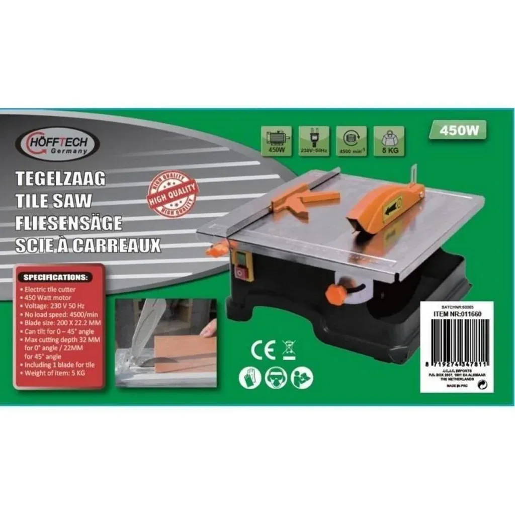 Fliesensäge - 450W - 33x33 cm - Sägeblatt mit 180 mm Durchmesser