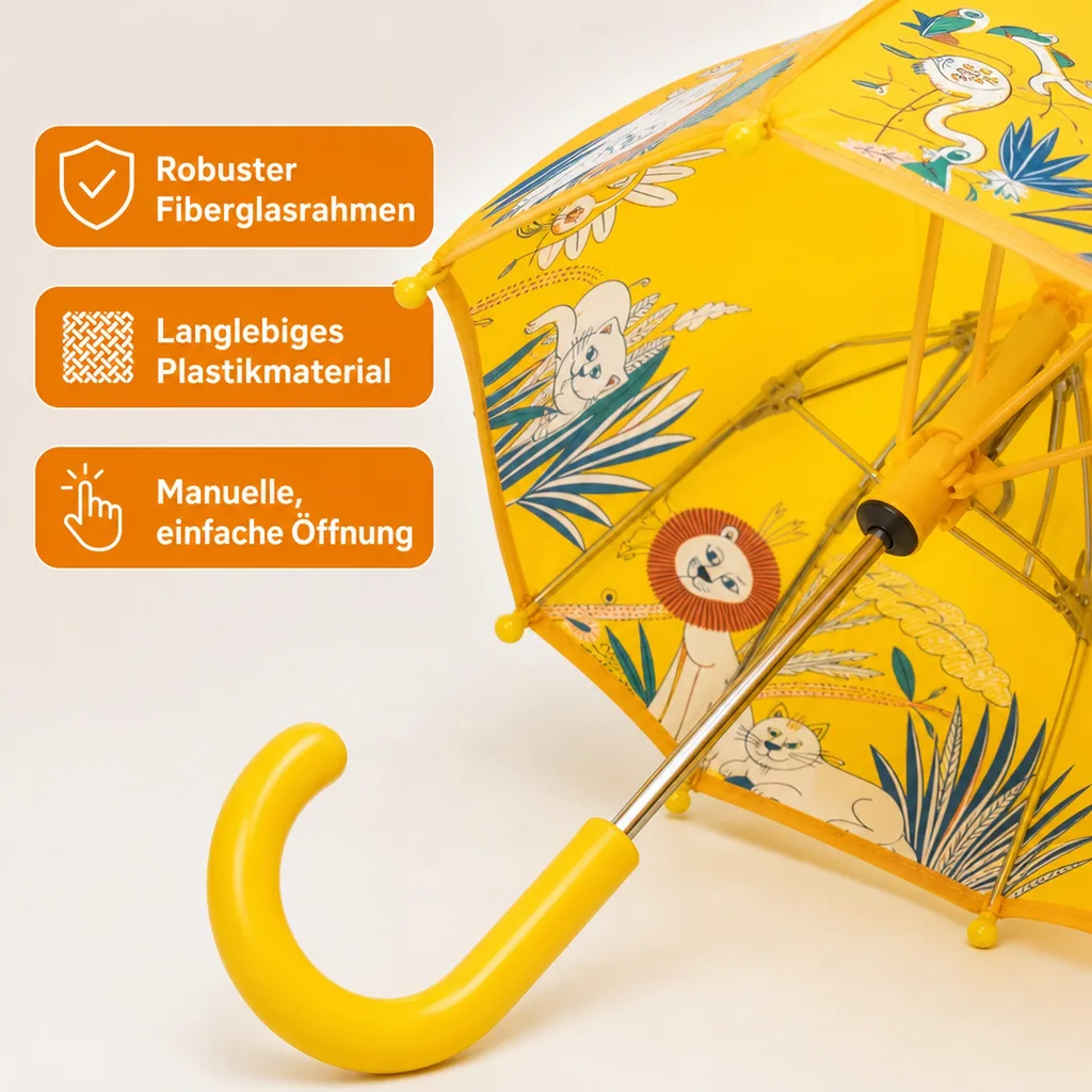 Djeco Kinder Regenschirm Savanne gelb