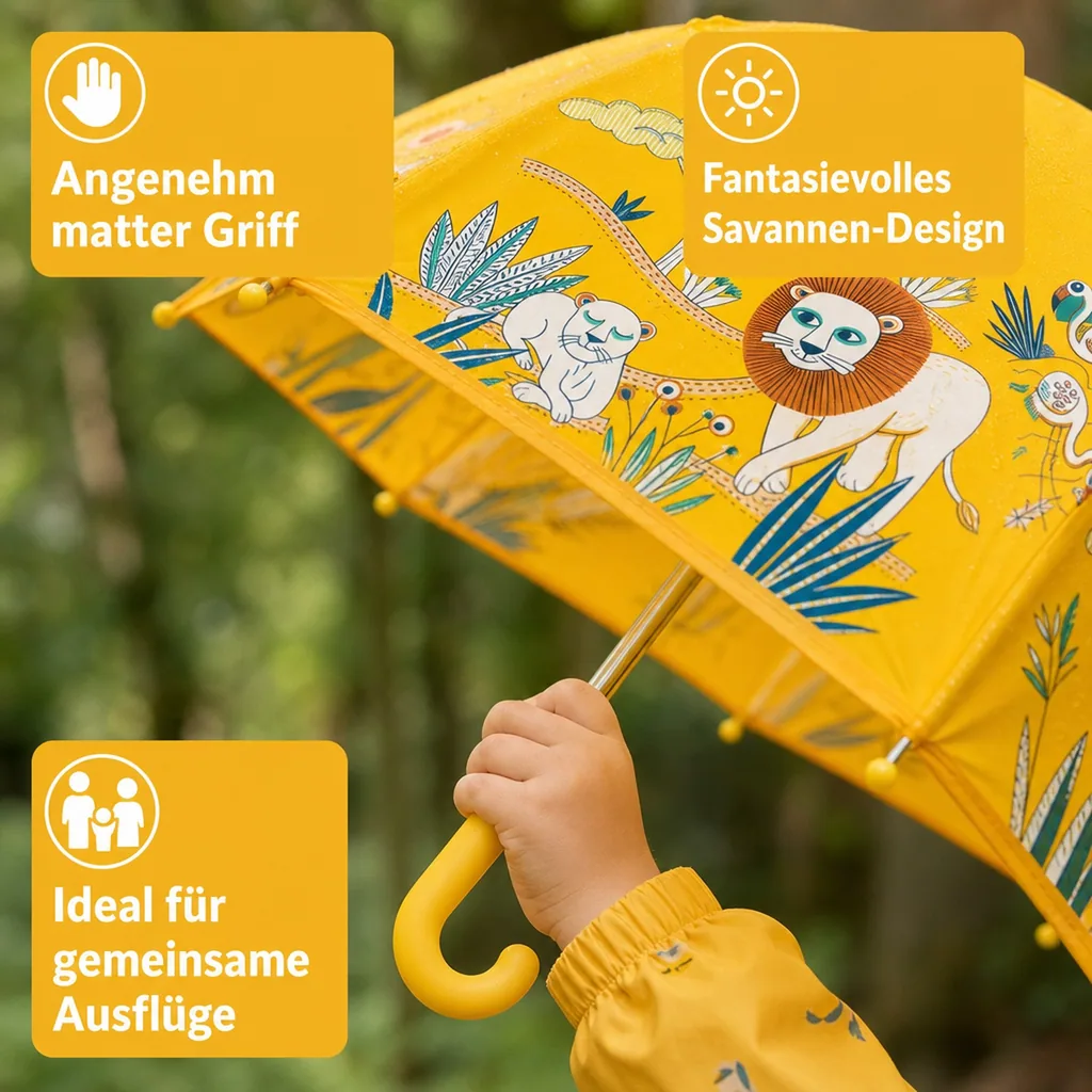 Djeco Kinder Regenschirm Savanne gelb