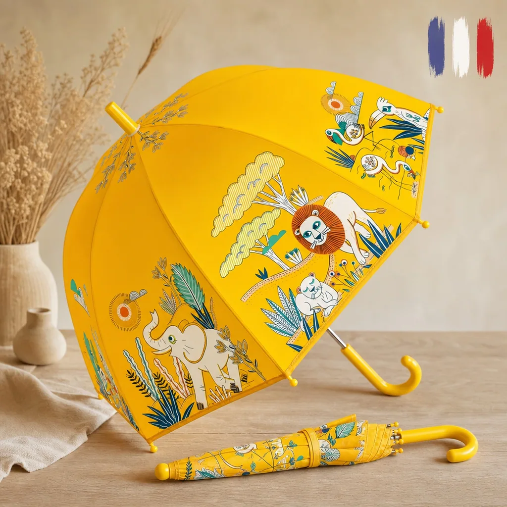 Djeco Kinder Regenschirm Savanne gelb