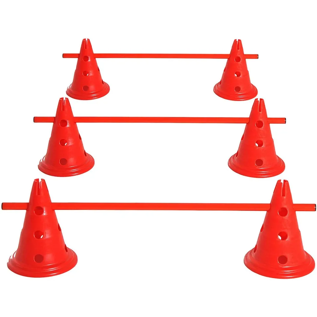 Hürden-Set 6 x Kegelhürden + 3 x Hürdenstangen 30cm ROT