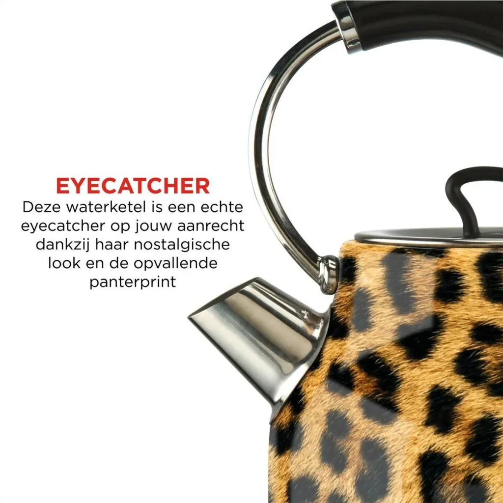 Panther Wasserkocher - 1.7L und Toaster - Panther Druck - Leopard - Retro