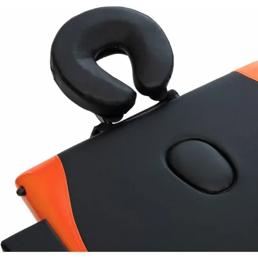 Klappbarer Massagetisch 3 Zonen Holz schwarz und orange