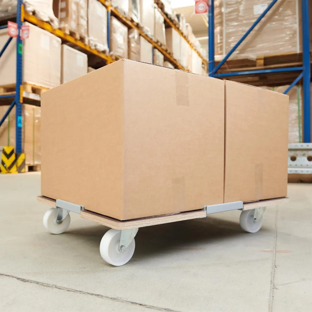 Transporthilfe MM 1379, 80 x 60 x 13,5 cm, harte Rollen Ø 100 mm, Rollenlager, Platte Maxigrip FSC®, Tragkraft 400 kg