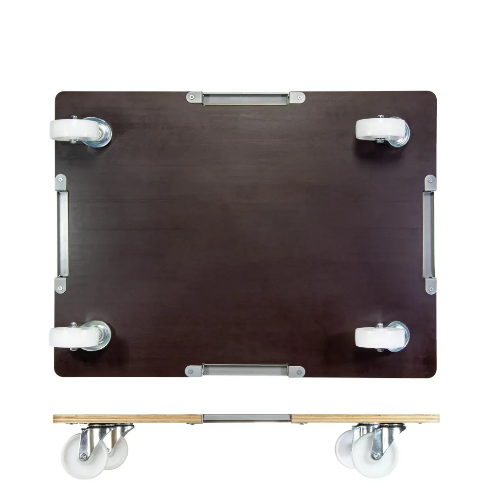 Transporthilfe MM 1379, 80 x 60 x 13,5 cm, harte Rollen Ø 100 mm, Rollenlager, Platte Maxigrip FSC®, Tragkraft 400 kg