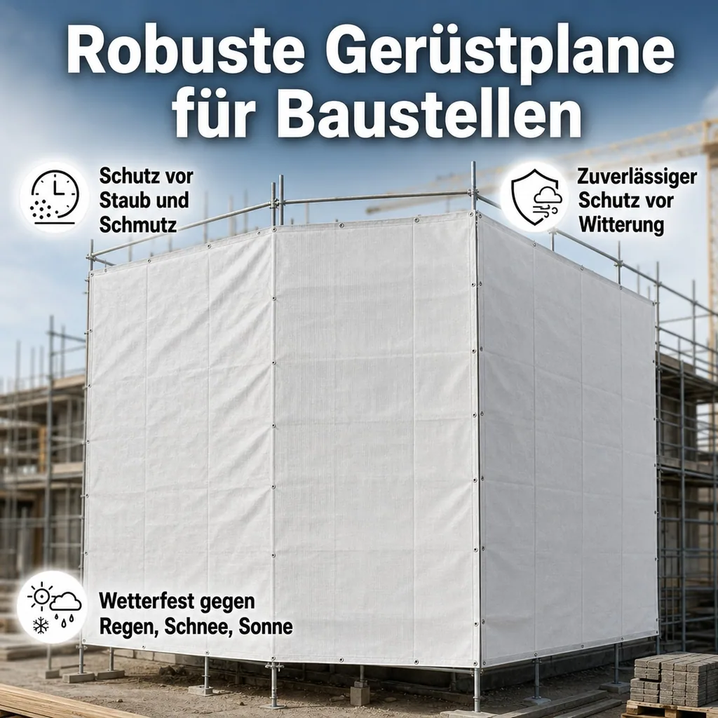 Gerüstplane 2,60x20m, 150 g/m², Bauplane, Abdeckplane, Weiß