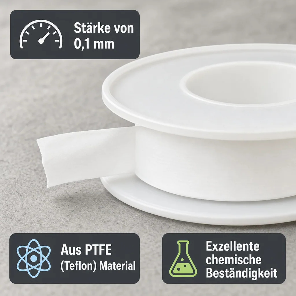 Teflonband 12mm x 10m, PTFE, 0,1 mm stark, Gewindedichtband