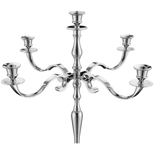 Kerzenständer silber glänzend Aluminium 60cm 5-armig Kandelaber