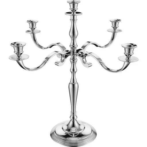 Kerzenständer silber glänzend Aluminium 60cm 5-armig Kandelaber