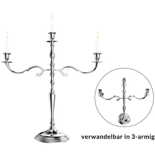 Kerzenständer silber glänzend Aluminium 60cm 5-armig Kandelaber