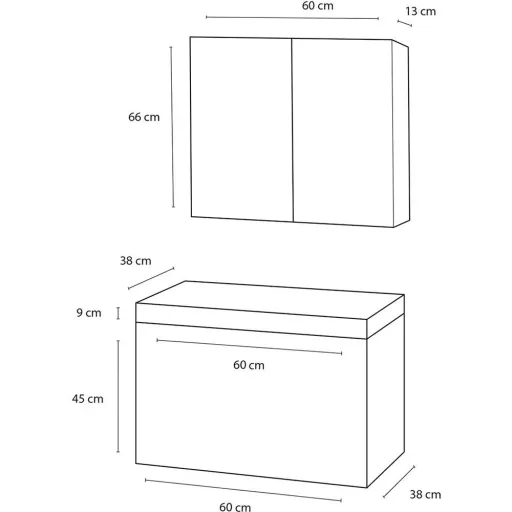 Shallow Badezimmermöbel 60cm - anthrazit