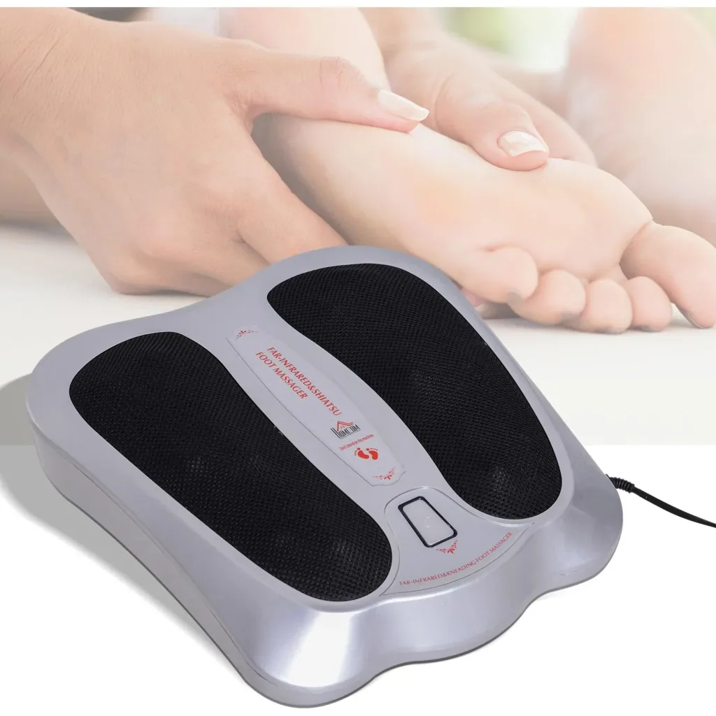 Shiatsu Fußmassagegerät Elektrisch Wärmefunktion Reflexzonenmassage Fußmassage 2 Modi Silber