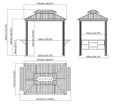 Sojag BBQ-Pavillon Messina 68 292×179×262 cm Anthrazit – Grillpavillon mit 2 Ablagen & Stahldach