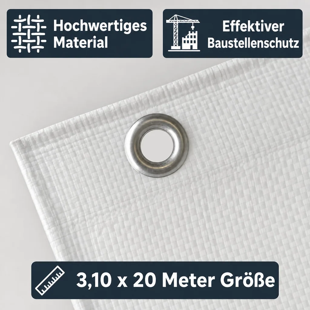 Gerüstplane 3,10 x 20 m, 150 g/m², weiß, Bauplane, Abdeckplane