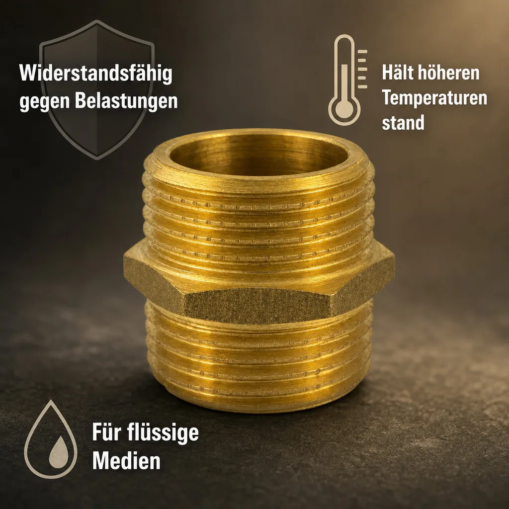 Doppelnippel 3/4 Zoll, Messing, Gewindefitting