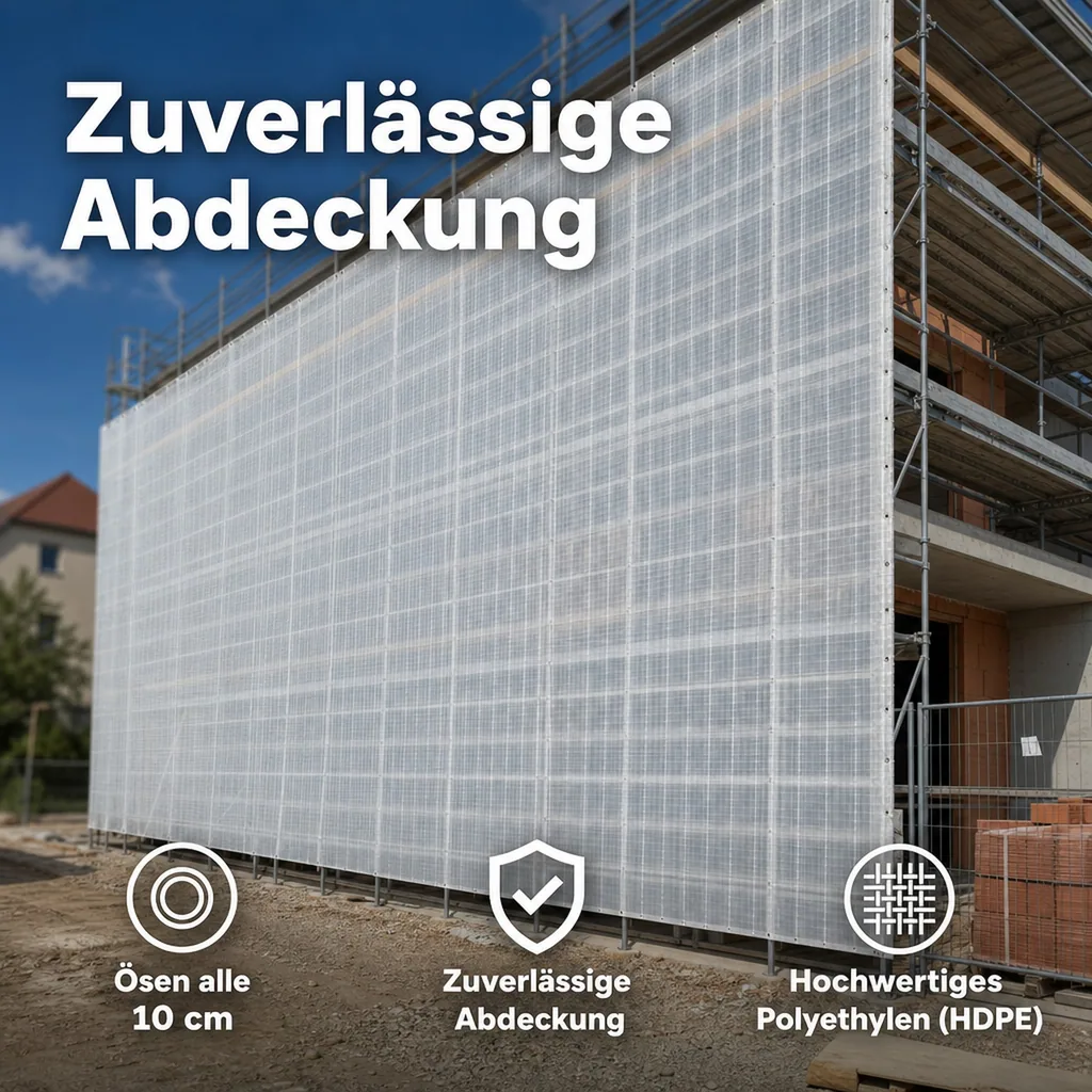Gitterplane für Gerüste 2,70 x 20 m 200 g/m² Weiss/Transluzent