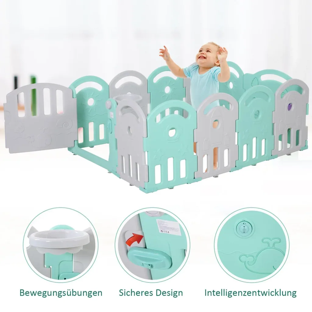 Baby Schutzgitter mit Ballkorb und 3 Zahnräder