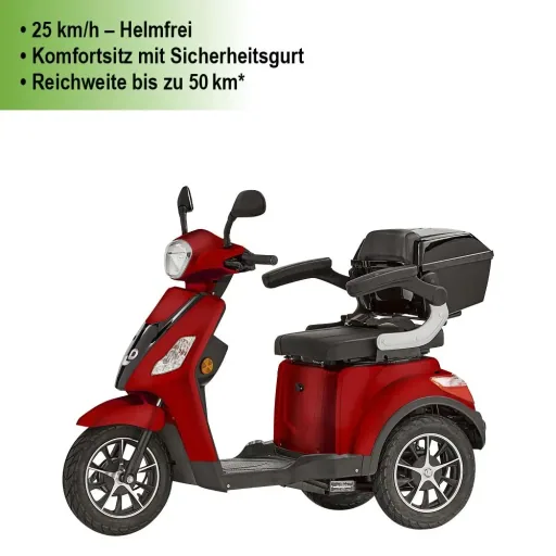 3-Rad E-Mobil Bologna 25 km/h rot