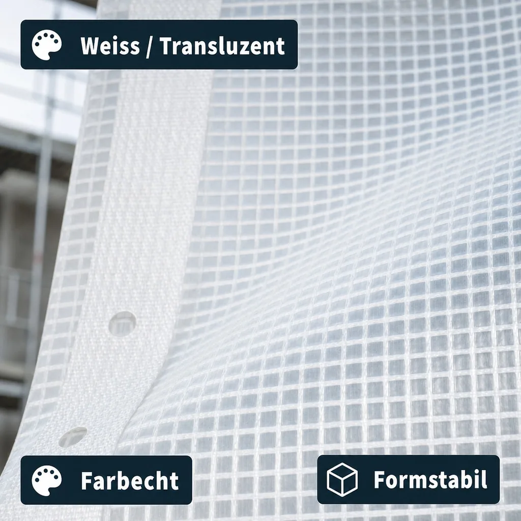 Gitterplane für Gerüste 3,20 x 20 m 200 g/m² Weiss/Transluzent