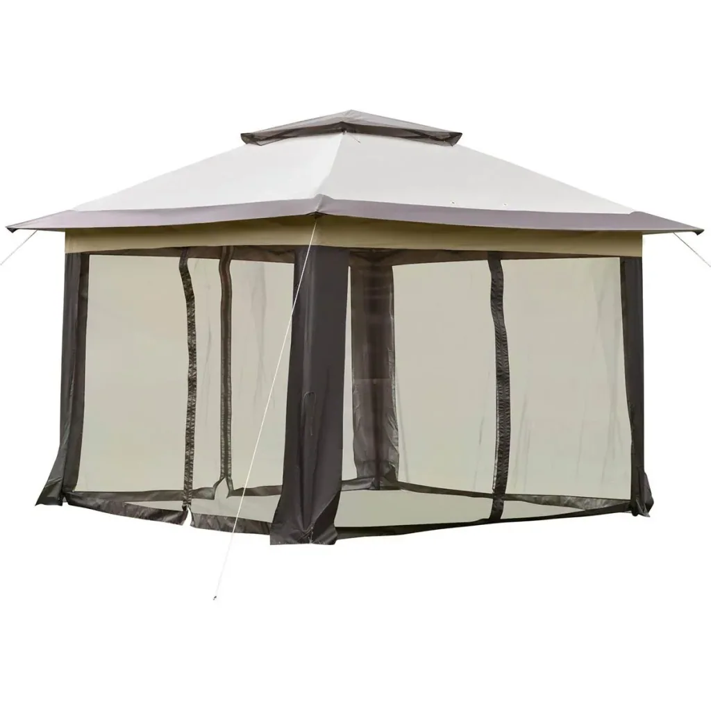 Gartenlaube faltbar - inkl. Tasche - Braun - 3,64 x 3,64 x 2,94 m