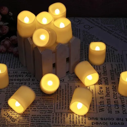 12 LED-Wachskerzen weiß mit Batterie